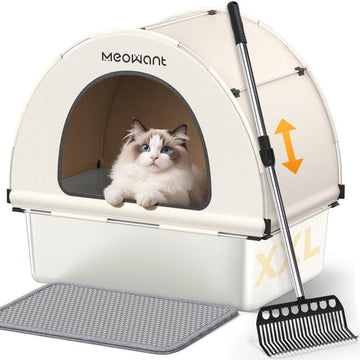 Meowant LB03 3-In-1 Stainless Steel Cat Litter Box 85L Large, Splash-Proof, Odor-Resistant, Detachable Cover, Half-Moon Tent Multi-Functional #Cozyvibes #Petlife