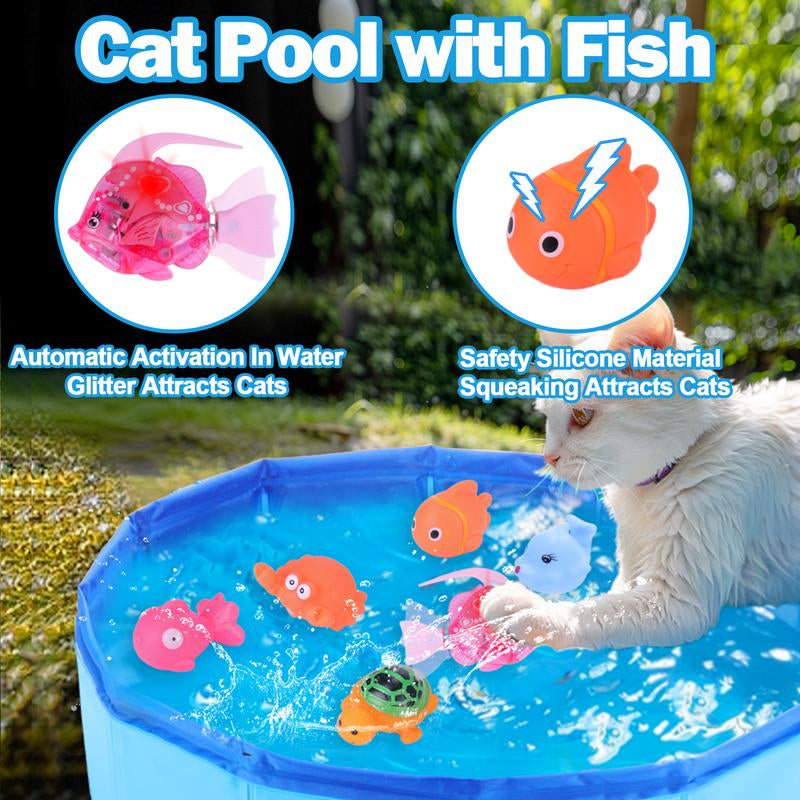 BABORUI Cat Pool Toy – Interactive Water Play with Squeaky & Electric Fish