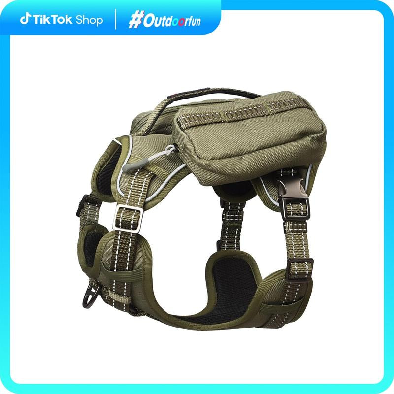 【Outdoorfun】Pet MARVEL Heavy Duty Tactical Dog Harness for Small to Large Dogs, No Pull Front Clip Adjustable Harness, with Removable Pockets, Indestructible Nylon Durable Metal Buckles, Reflective Comfortable Vest Harness with Easy Control Handle