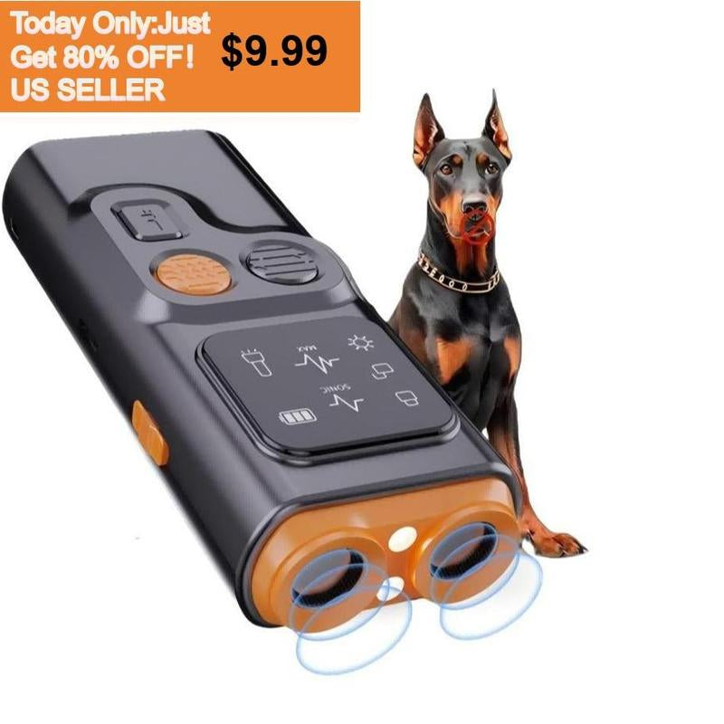 USB Rechargeable Dog Barking Deterrent - Handheld Device with LED Flashlight, HD Display, and Behavior Correction Tools for Dogs