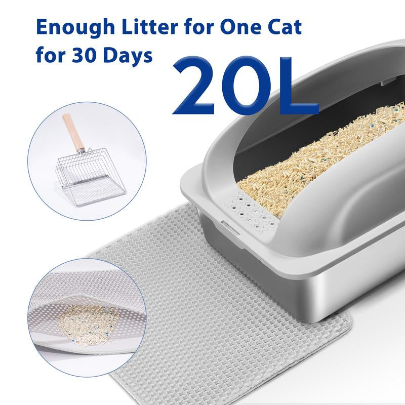 LMVVC Stainless Steel Cat Litter Box, Cat Toilet, XL, Easy to Clean, Non-Sticky, Include Cat Mat and Litter Scoop Pet Supplies