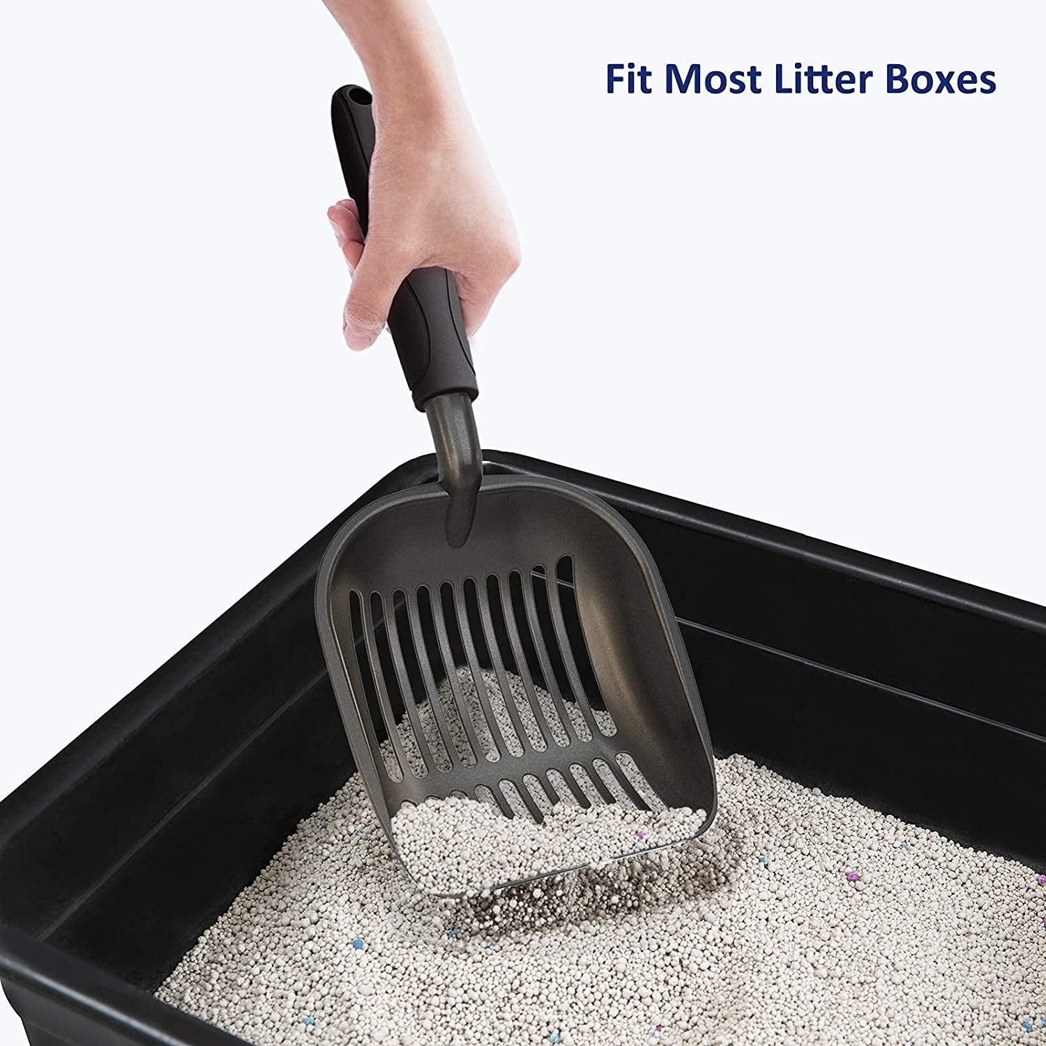 Durable Black Cat Litter Scoop – Non-Stick Aluminum, Large Size