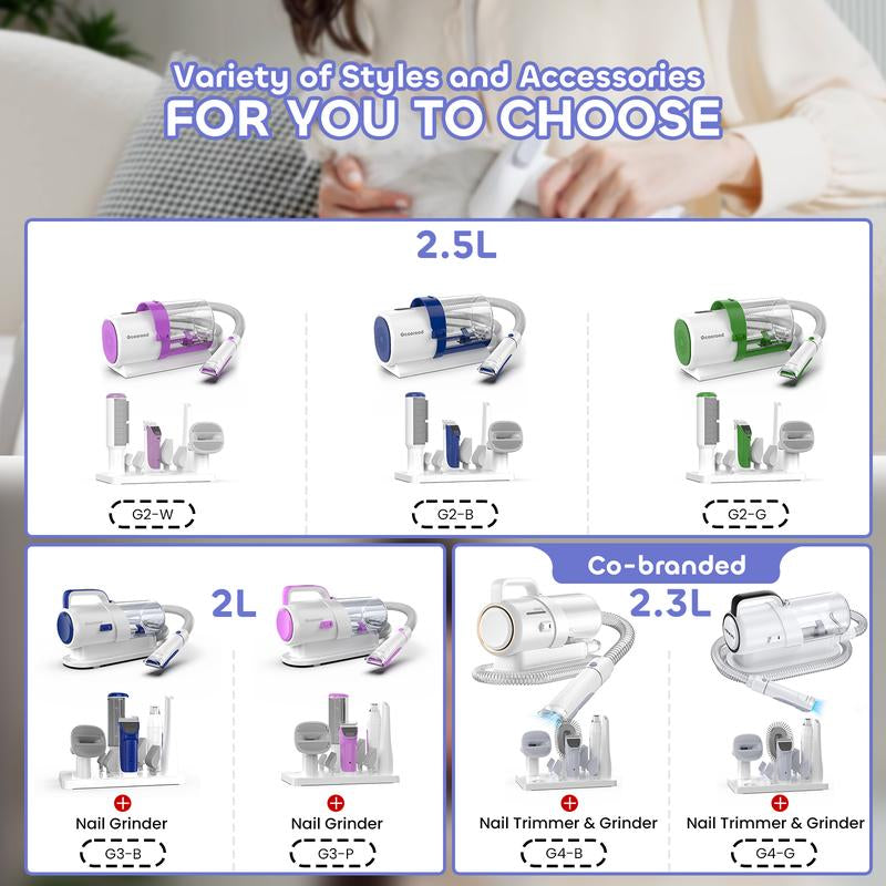 【Find Your Jun】Geoorood Dog Vacuum & Dryer for Shedding Grooming, 9 in 1 Dog Grooming Kit with Metal Blades Pet Clippers, Adjustable Speed and Temperature Control Blower