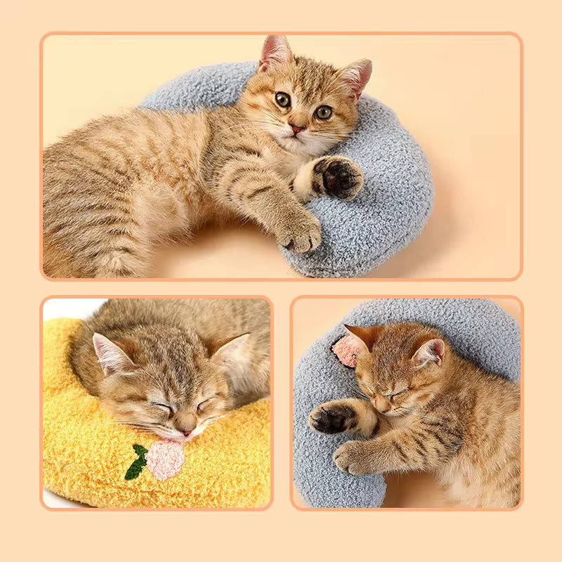 U-Shaped Pet Pillow – Soft Neck Support for Cats & Small Dogs, Fashionable & Cozy Headrest for Deep Sleep