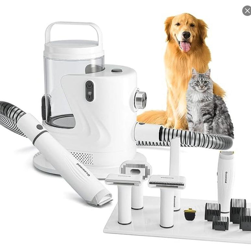 【Find Your Jun】Geoorood Dog Vacuum & Dryer for Shedding Grooming, 9 in 1 Dog Grooming Kit with Metal Blades Pet Clippers, Adjustable Speed and Temperature Control Blower