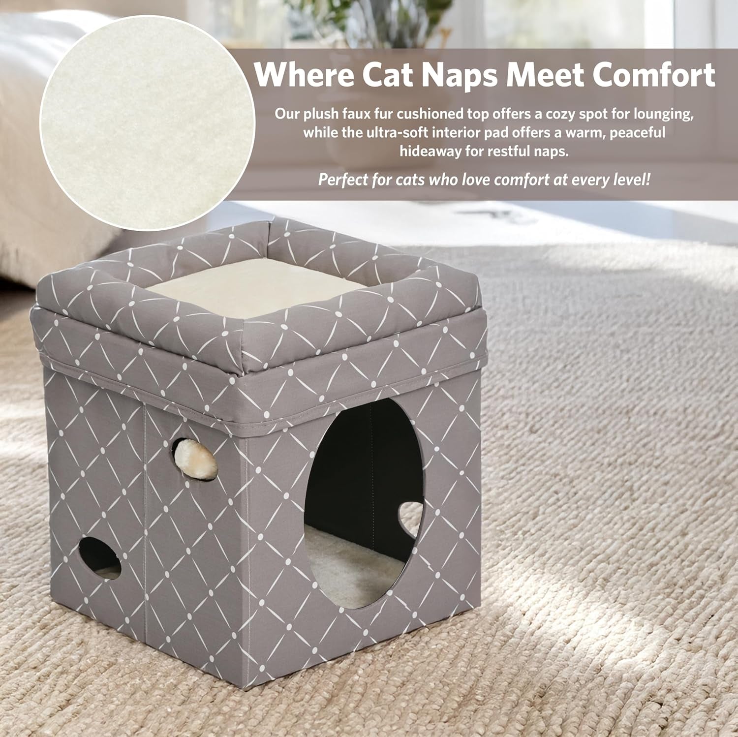 Fashion Cat Condo – Mushroom Diamond Pattern Cube