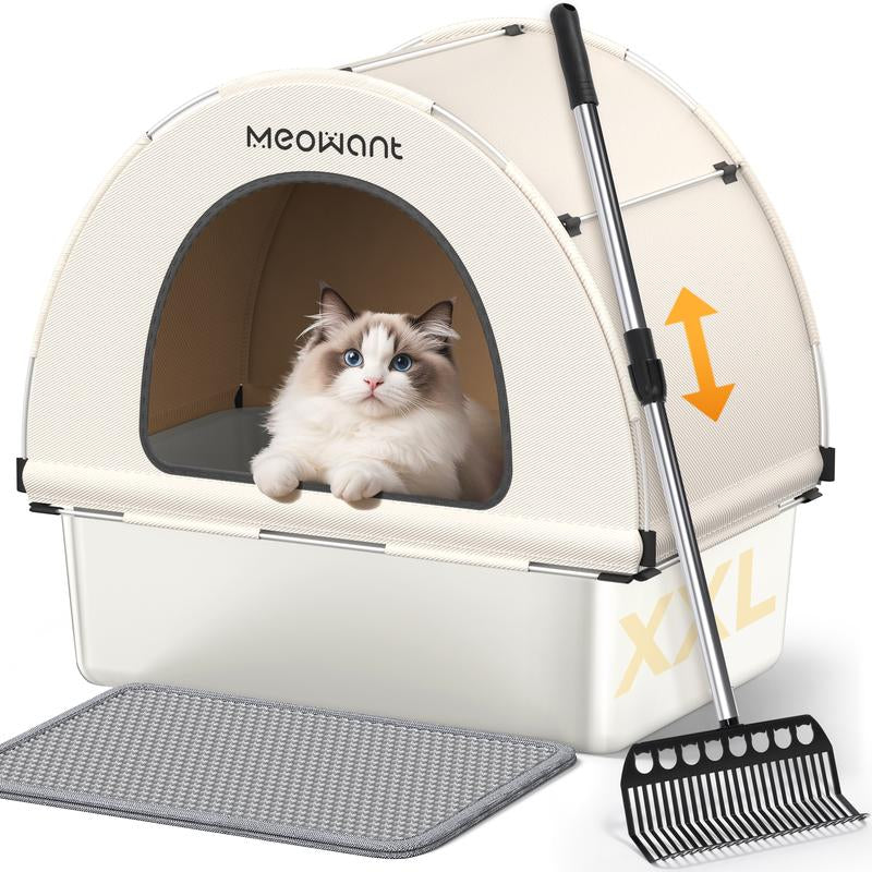 Meowant LB03 3-In-1 Stainless Steel Cat Litter Box 85L Large, Splash-Proof, Odor-Resistant, Detachable Cover, Half-Moon Tent Multi-Functional #Cozyvibes #Petlife