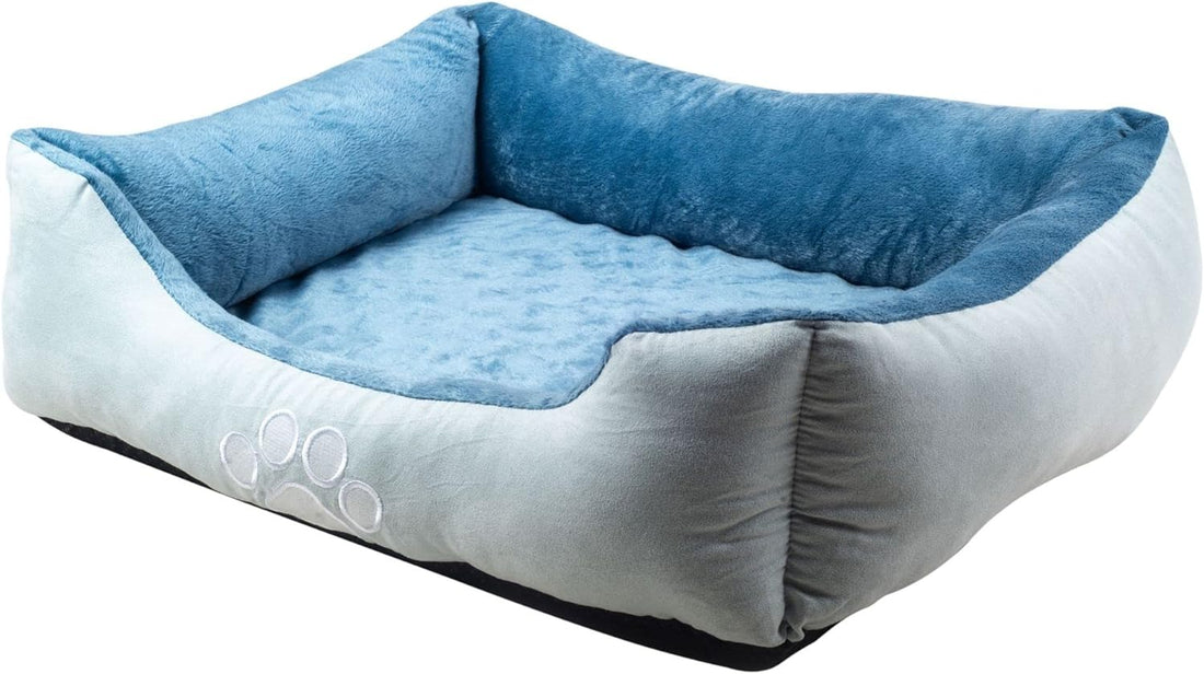 Blue Orthopedic Pet Bed – Rectangle Bolster, Medium Size