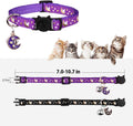 2pcs Glow-in-the-Dark Cat Collars – Breakaway, Bell & Moon Pendant (Purple & Black)