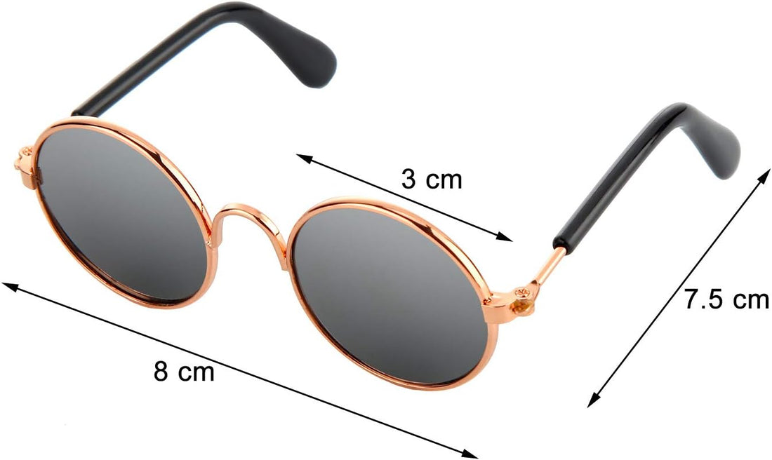 Pet Cosplay Sunglasses – 10pcs Round Metal Glasses for Dogs & Cats (Mixed Colors)
