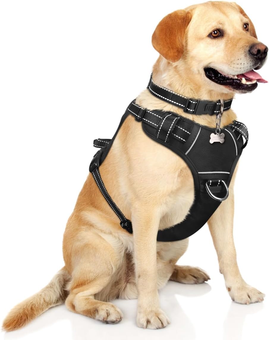 Adjustable No-Pull Dog Harness – Reflective Oxford with Collar & Leash Clips