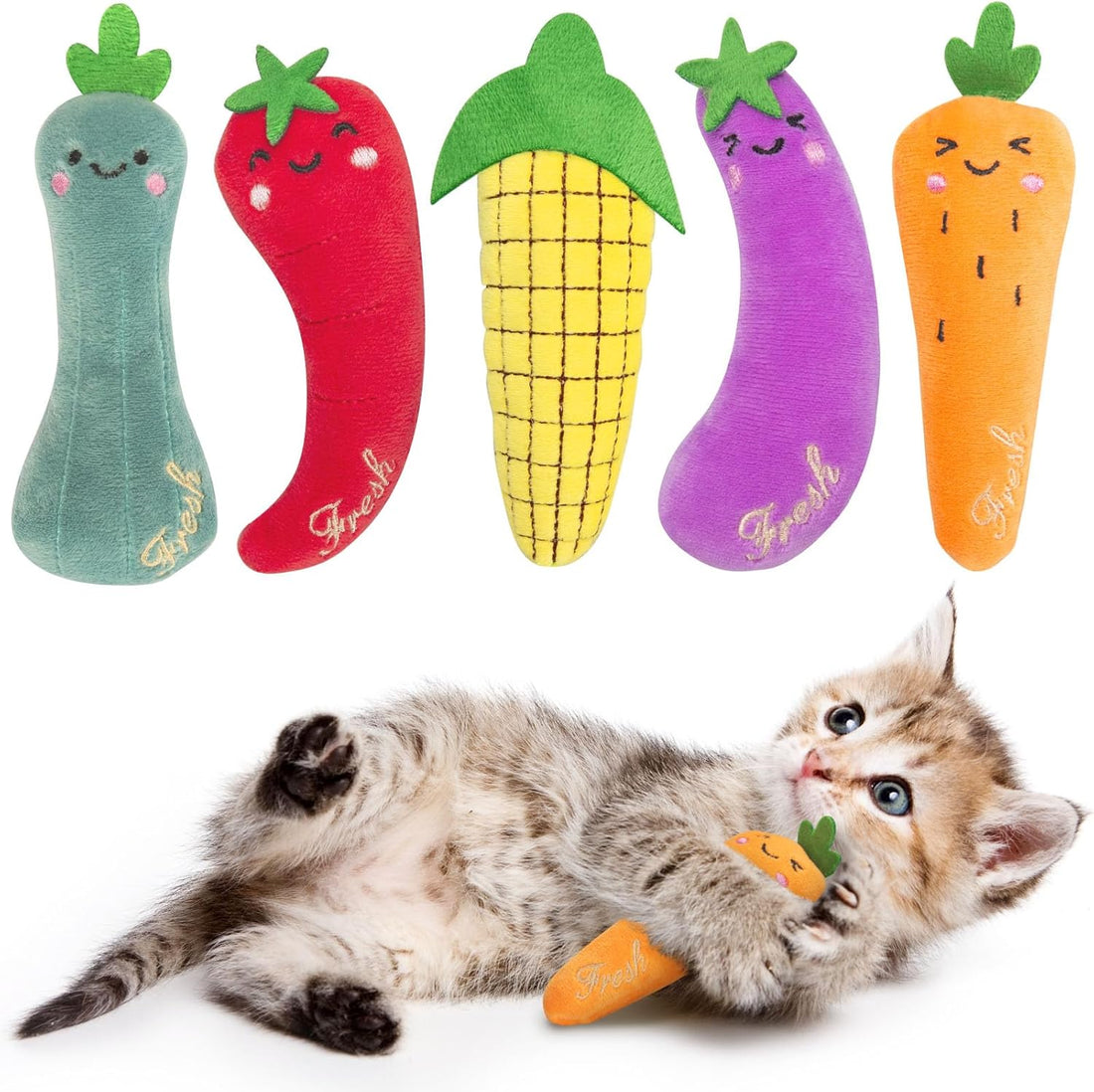 Set of 5 Catnip Toys – Indoor Chew & Exercise for All Cat Breeds