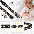 2pcs Glow-in-the-Dark Cat Collars – Breakaway, Bell & Moon Pendant (Purple & Black)