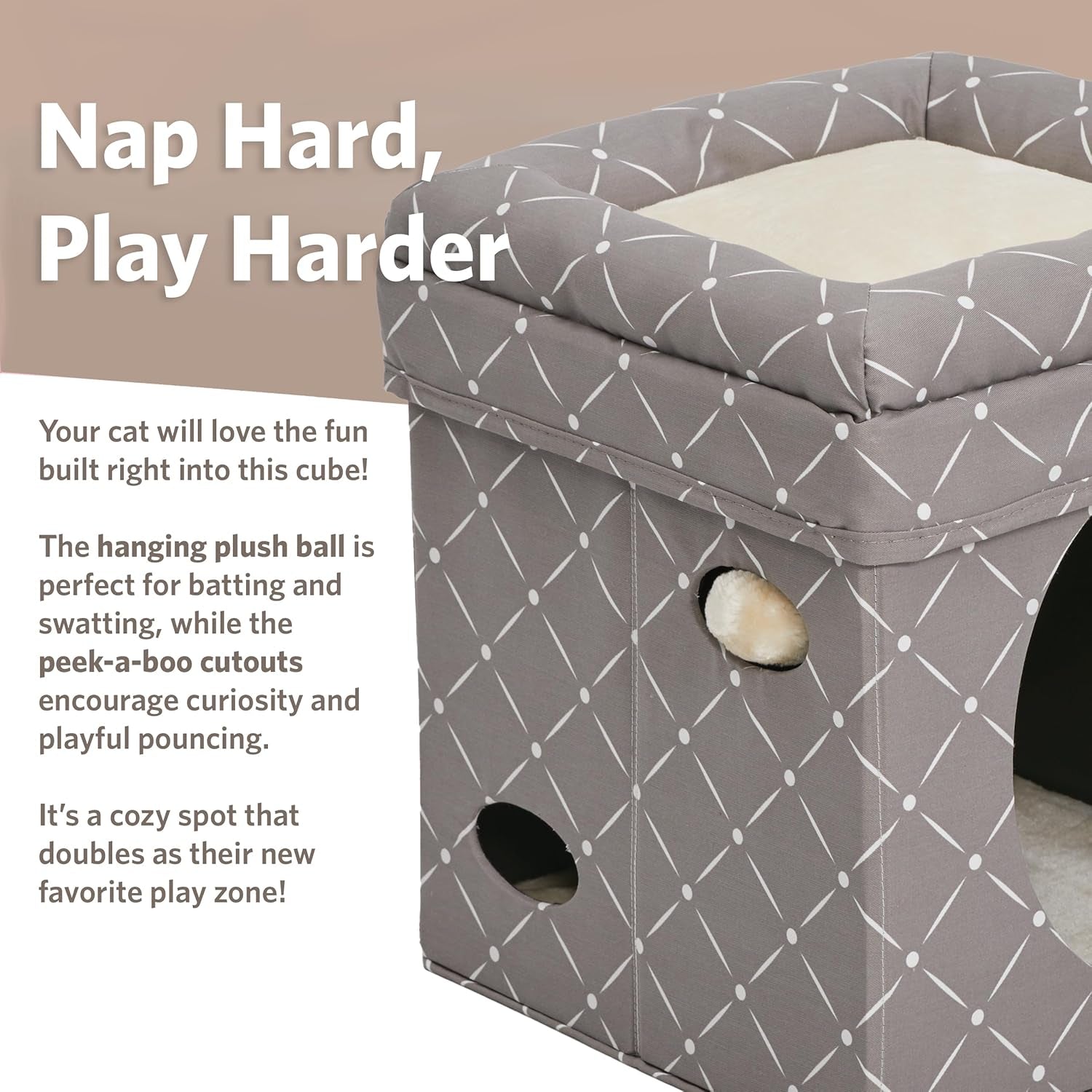 Fashion Cat Condo – Mushroom Diamond Pattern Cube