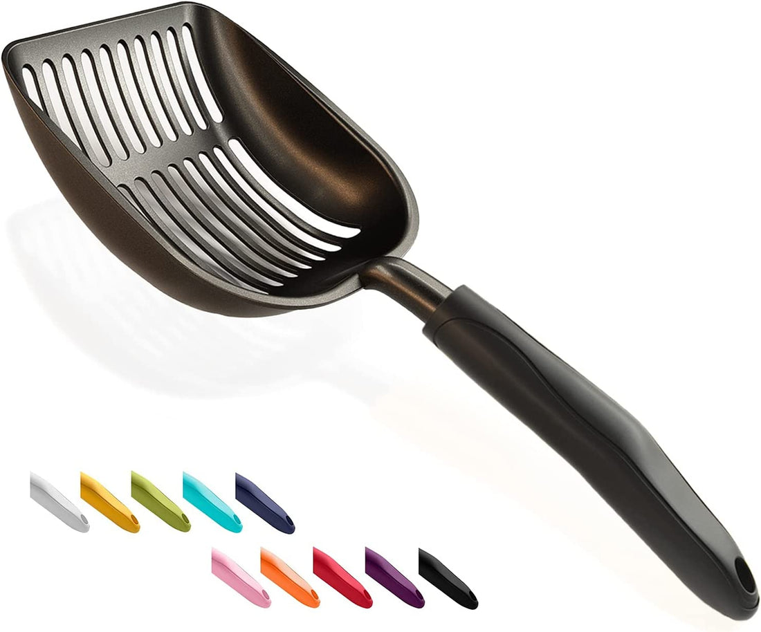 Durable Black Cat Litter Scoop – Non-Stick Aluminum, Large Size