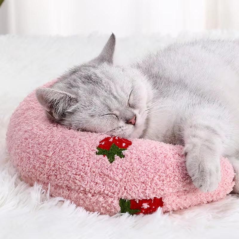 U-Shaped Pet Pillow – Soft Neck Support for Cats & Small Dogs, Fashionable & Cozy Headrest for Deep Sleep