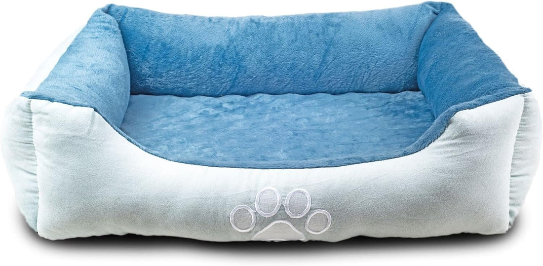 Blue Orthopedic Pet Bed – Rectangle Bolster, Medium Size