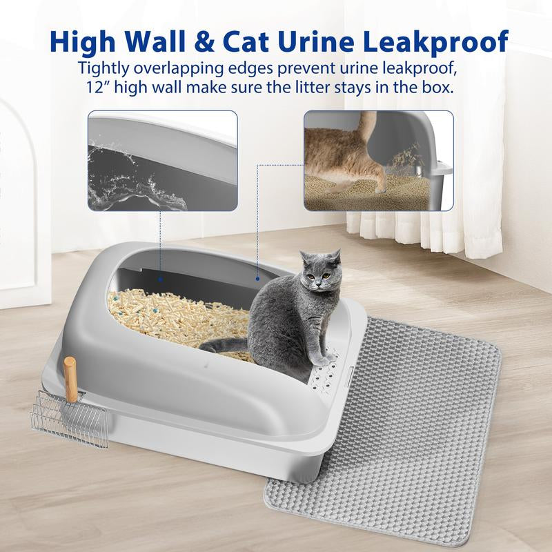 LMVVC Stainless Steel Cat Litter Box, Cat Toilet, XL, Easy to Clean, Non-Sticky, Include Cat Mat and Litter Scoop Pet Supplies