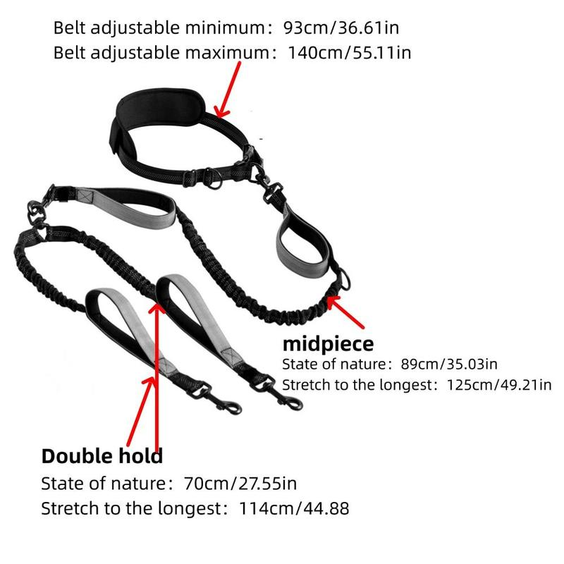 Durable Double-Handle Dog Leash – Outdoor Pet Lead with Harness Straps, Ideal for Walking & Running