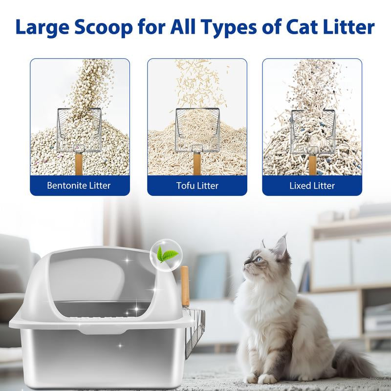 LMVVC Stainless Steel Cat Litter Box, Cat Toilet, XL, Easy to Clean, Non-Sticky, Include Cat Mat and Litter Scoop Pet Supplies