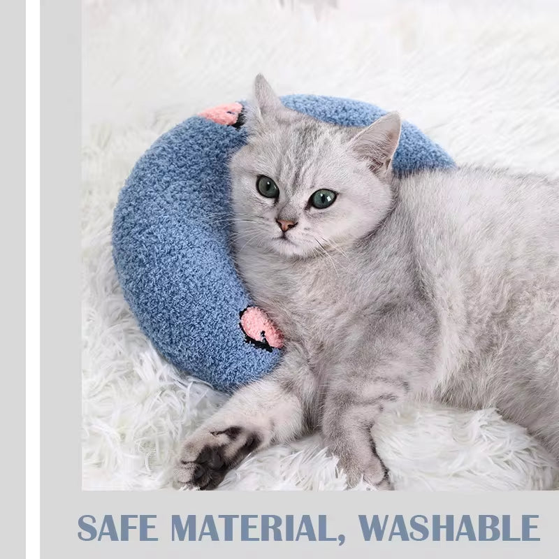 U-Shaped Pet Pillow – Soft Neck Support for Cats & Small Dogs, Fashionable & Cozy Headrest for Deep Sleep
