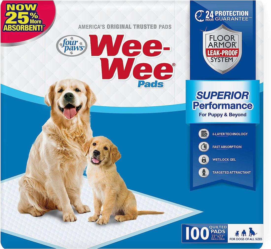 Wee-Wee Dog Pee Pads – Unscented, 100 Pack, Leak-Proof Quilted