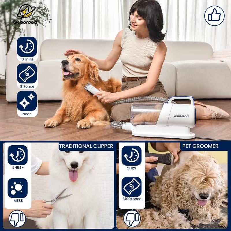 【Find Your Jun】Geoorood Dog Vacuum & Dryer for Shedding Grooming, 9 in 1 Dog Grooming Kit with Metal Blades Pet Clippers, Adjustable Speed and Temperature Control Blower