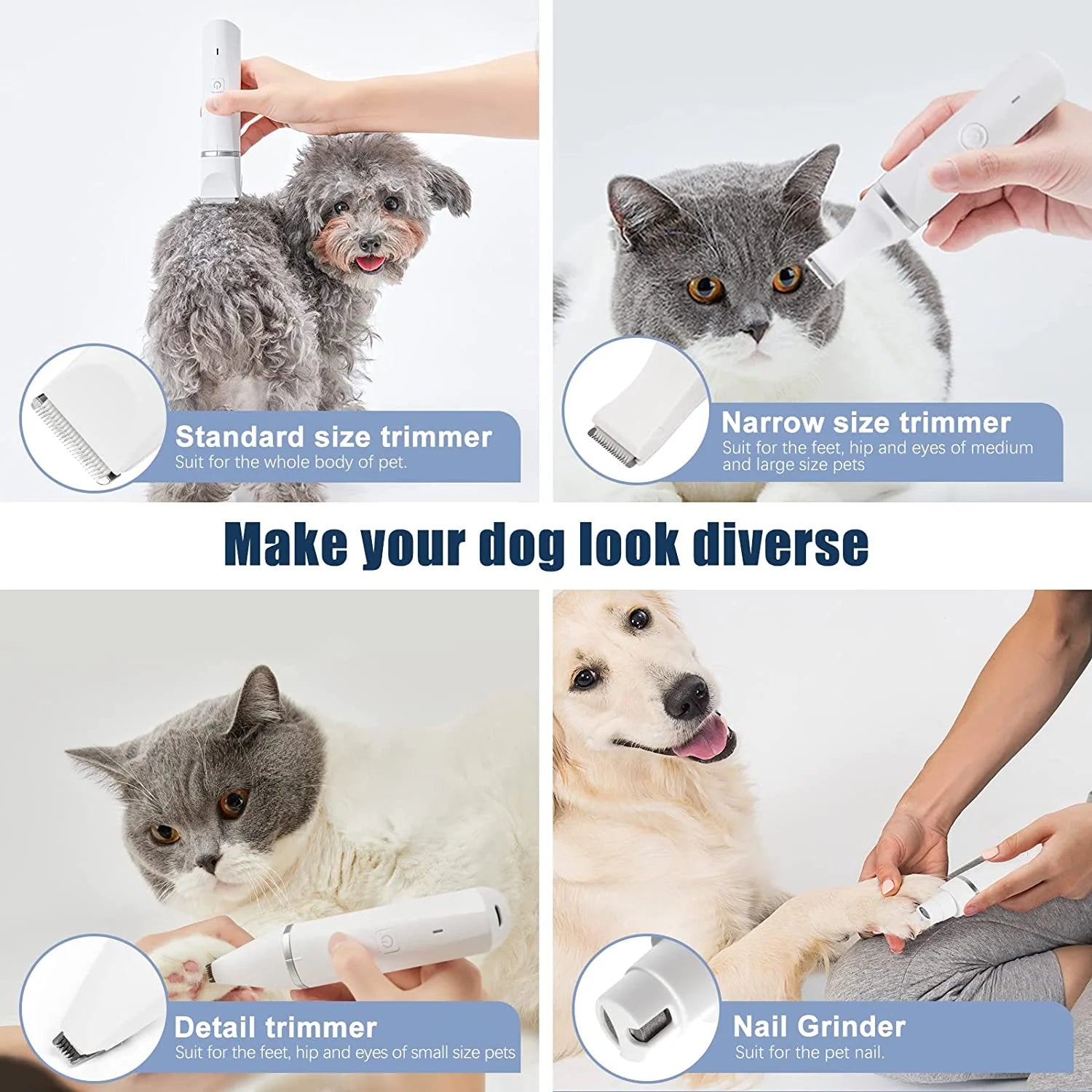 Rechargeable Pet Clippers – Low Noise, Cordless Grooming Kit for Dogs & Cats