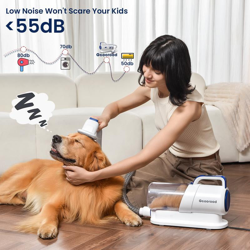 【Find Your Jun】Geoorood Dog Vacuum & Dryer for Shedding Grooming, 9 in 1 Dog Grooming Kit with Metal Blades Pet Clippers, Adjustable Speed and Temperature Control Blower