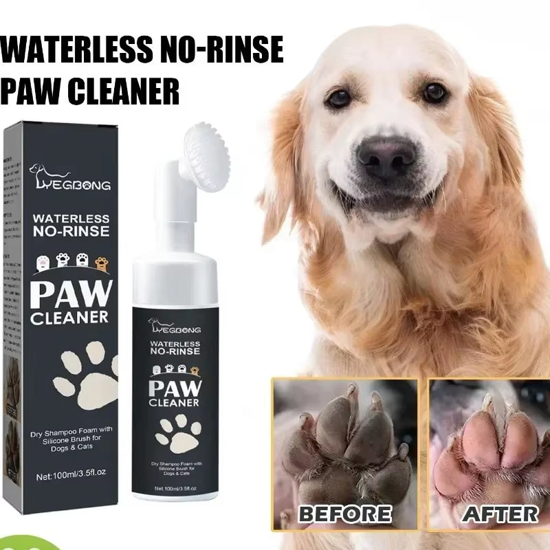 Dog Paw Washing Foam Pet Foot Cleaning Foam Rinse-Free Paw Cleaner No Washing Claw Care Supplies for Cat with Silicone Brush