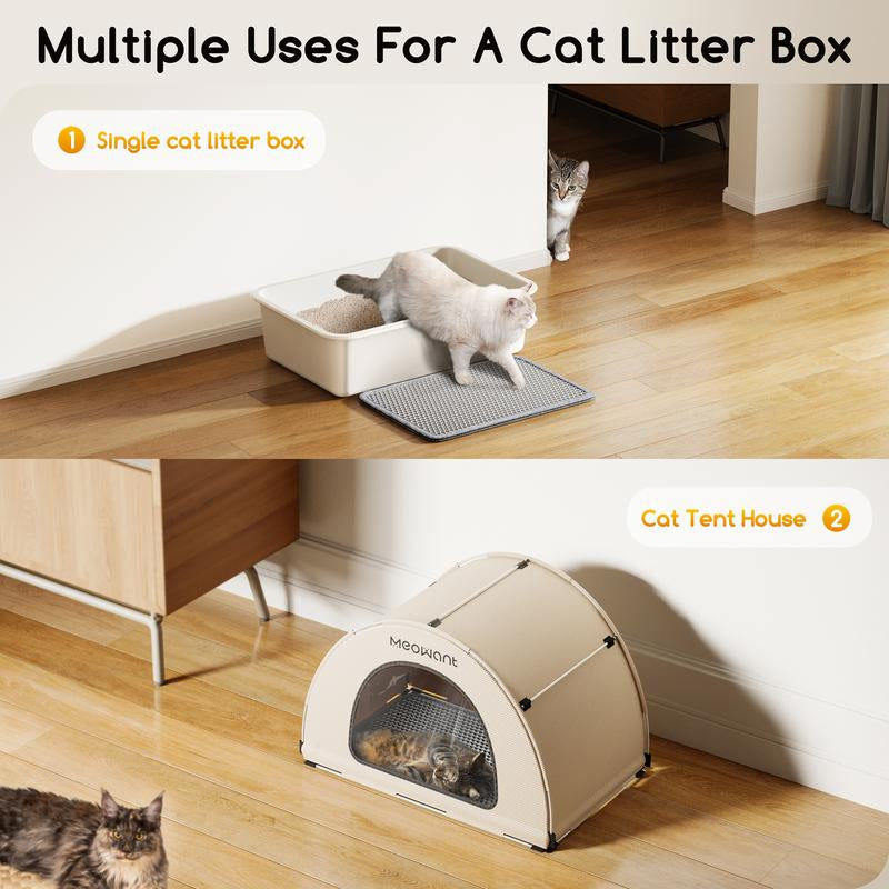 Meowant LB03 3-In-1 Stainless Steel Cat Litter Box 85L Large, Splash-Proof, Odor-Resistant, Detachable Cover, Half-Moon Tent Multi-Functional #Cozyvibes #Petlife