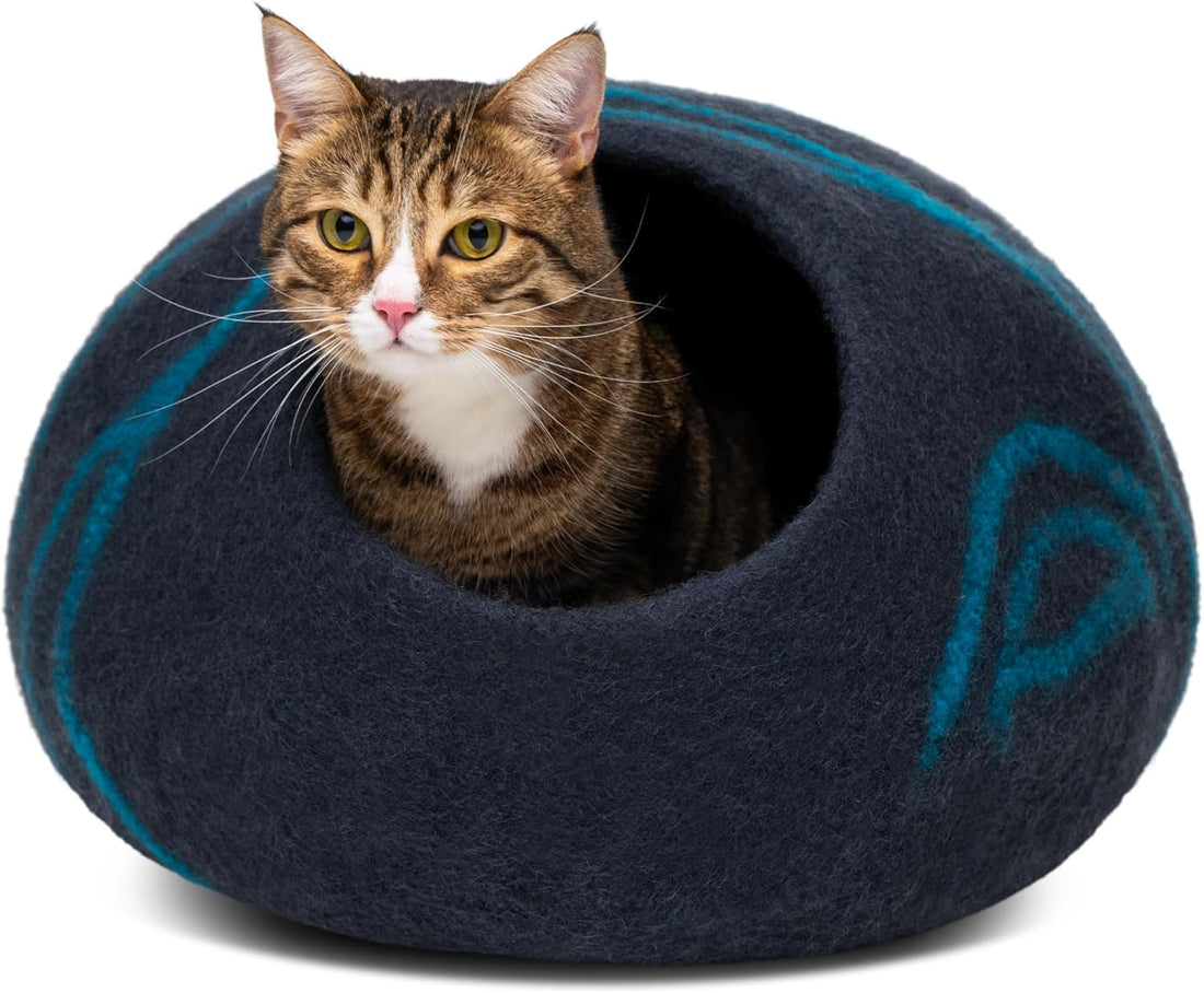 Handmade Merino Wool Cat Bed – Premium Felt Cave, Large