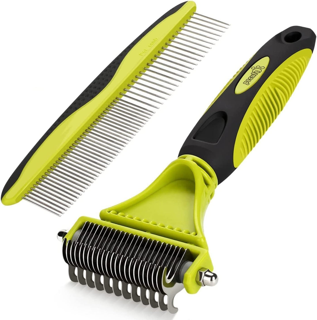 2-Pack Dematting Rake & Comb – For Dogs & Cats with Long or Knotted Hair
