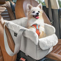 PETSFIT Luxury Dog Car Seat: Center Console W/Dual Safety Hooks & Tether for Small Pets (12Lbs). Portable Secure Travel